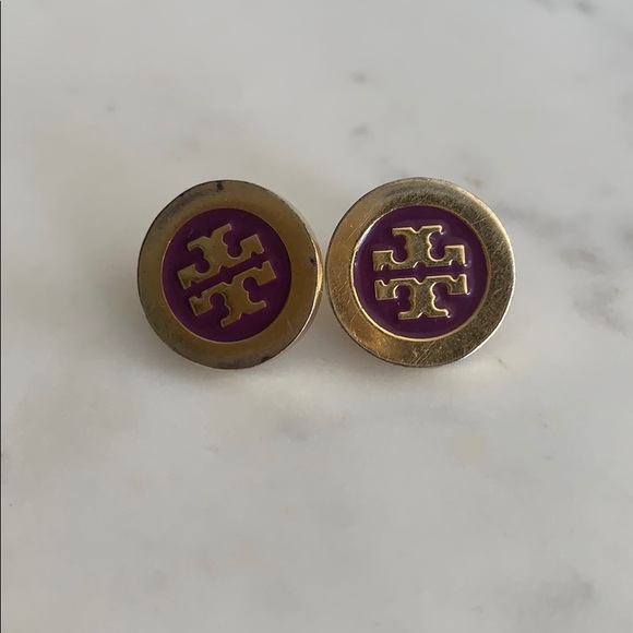 Tory Burch Logo Lacquer Button Stud Earrings - Picture 5 of 6